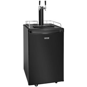 VEVOR Beer Kegerator, Dual Tap Draft Beer Dispenser, Full Size Keg Refrigerator With Shelves, CO2 Cylinder, Drip Tray & Rail